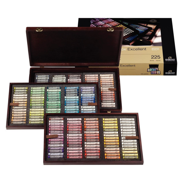 photo-Pastels - Tendre - Coffret bois - 225 couleurs - Beaux-arts - Rembrandt