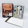 Coffret - Initiation à la linogravure - 5 gouges - Palette - Plaque de linoléum - Brause