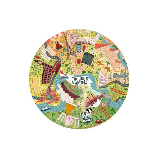 Puzzle - Forme ronde - Les grands monuments - Enfant - 48 pièces - Apli Kids