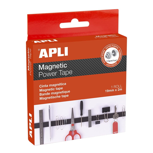 photo-Ruban adhésif - Magnétique - Extra fort - Extra résistant - Tous supports - 19mm x 3m - Apli