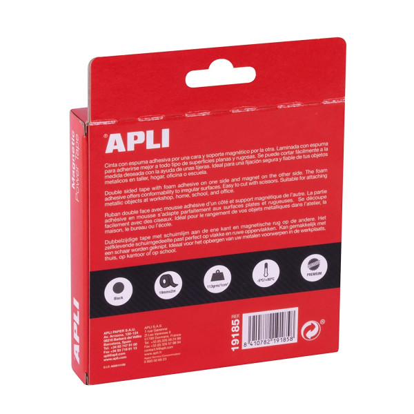 Ruban adhésif - Magnétique - Extra fort - Extra résistant - Tous supports - 19mm x 3m - Apli