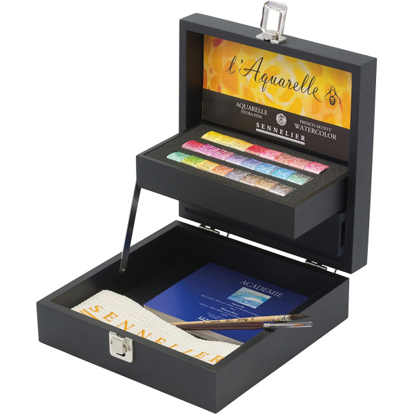 photo-Coffret - Peinture Aquarelle - Extra-fine - Sennelier - 24 demi-godets - Assortiment