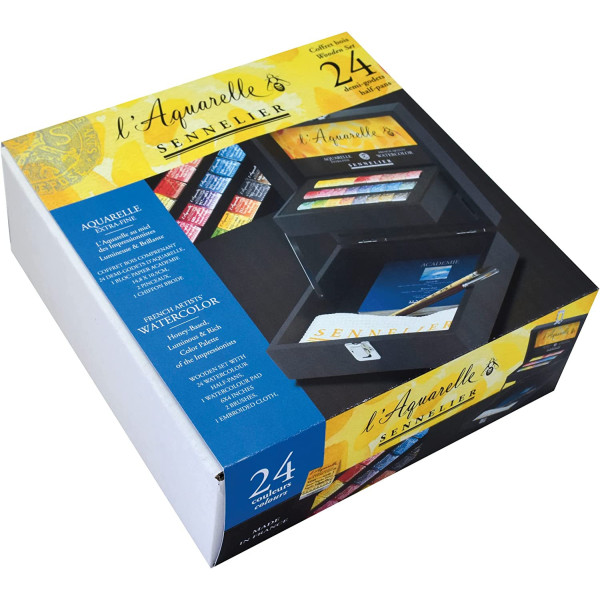 Coffret - Peinture Aquarelle - Extra-fine - Sennelier - 24 demi-godets - Assortiment