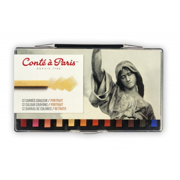 photo-Carrés couleur - Pastels - Boîte de 12 carrés - Conté à Paris - Couleurs portrait