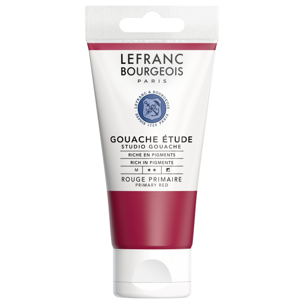 photo-Tube de peinture - Gouache - Etude - Rouge primaire - Lefranc Bourgeois - 80ml