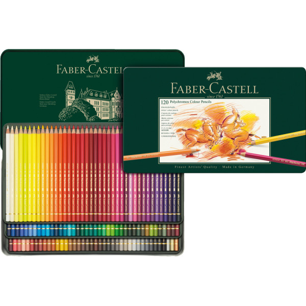 Crayons de couleur - Polychromos - Faber-Castell - Boîte métal 120 pièces