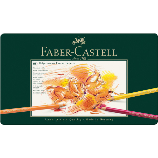 photo-Crayons de couleur - Polychromos - Faber-Castell - Boîte métal 60 pièces