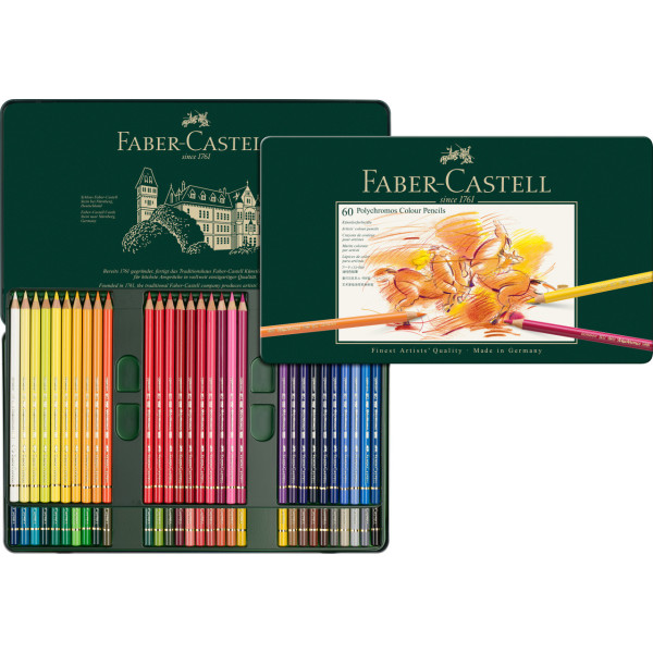 Crayons de couleur - Polychromos - Faber-Castell - Boîte métal 60 pièces