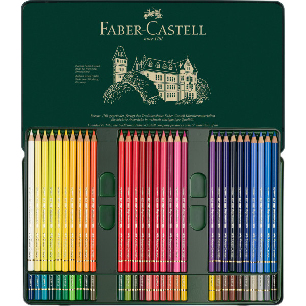 Crayons de couleur - Polychromos - Faber-Castell - Boîte métal 60 pièces
