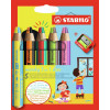 photo-Etui carton de 5 crayons de couleur STABILO woody 3 in 1 mine bicolore + 1 taille-crayon