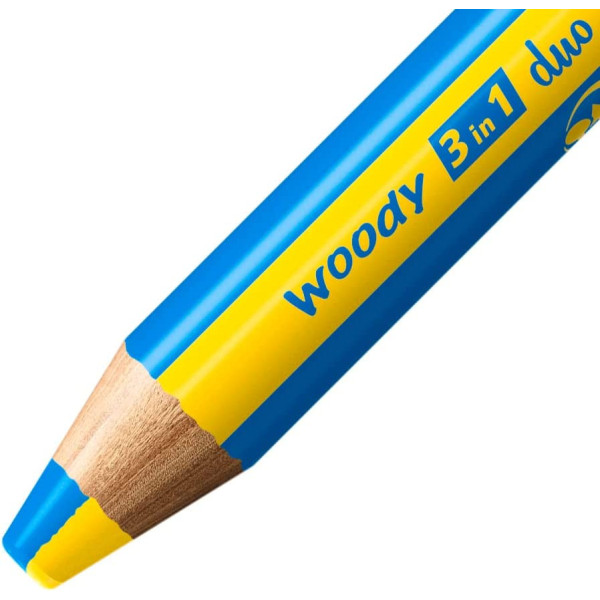 Etui carton de 5 crayons de couleur STABILO woody 3 in 1 mine bicolore + 1 taille-crayon