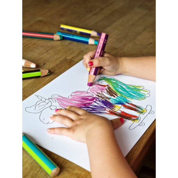 Etui carton de 5 crayons de couleur STABILO woody 3 in 1 mine bicolore + 1 taille-crayon
