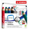 photo-Etui carton de 4 crayons marqueur STABILOMARKdry + 1 taille-crayon + 1 chiffonnette