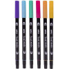 Feutres - Double pointe pinceau et ronde - Aquarellable - 6 couleurs pastels - Brush marker - APLI