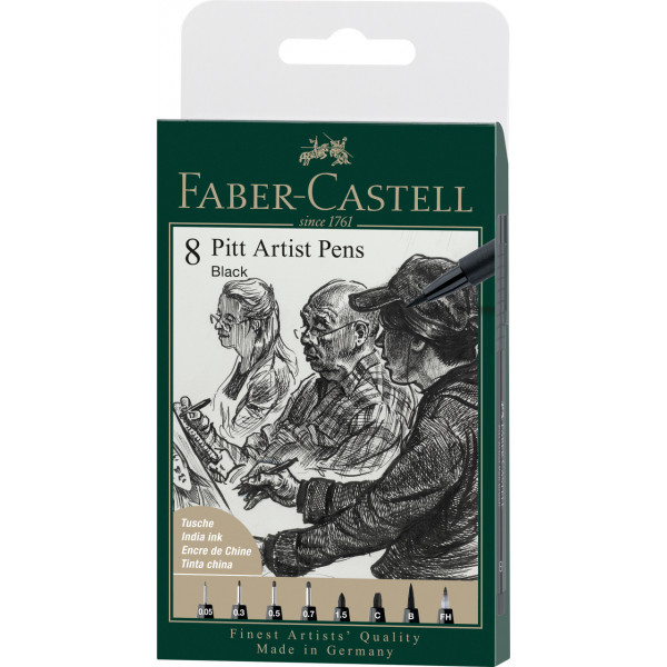photo-8 feutres - Dessin - Beaux-arts - Noir - Faber-Castell - Pitt Artist Pen