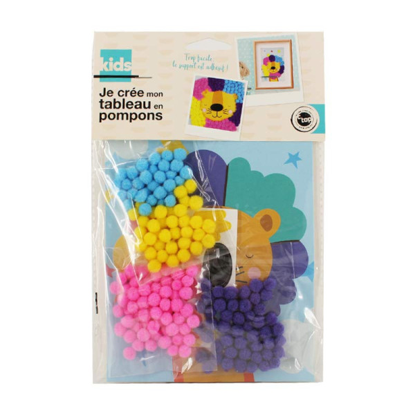 photo-Tableau en pompons - Activité pour enfant - Lion