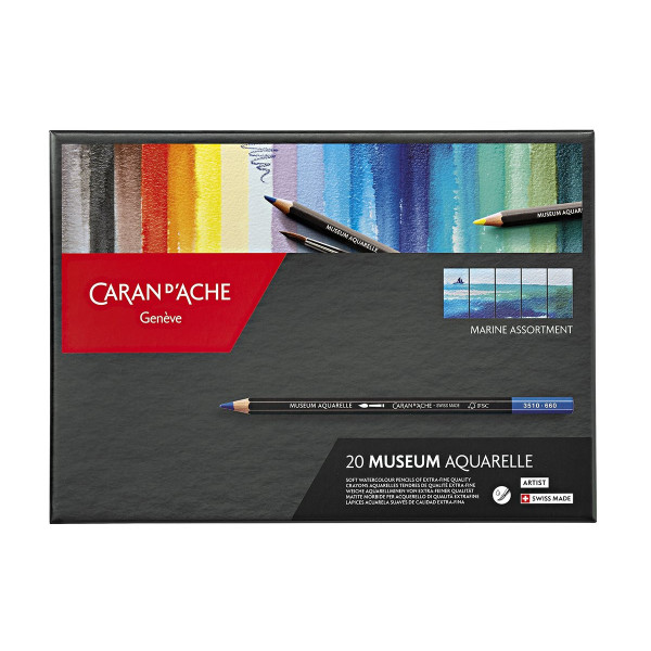 photo-20 crayons de couleur - Carand'Ache Museum - Assortiment couleurs marine