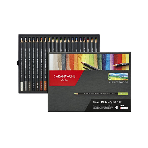 20 crayons de couleur - Caran d'Ache Museum - Assortiment couleurs paysage