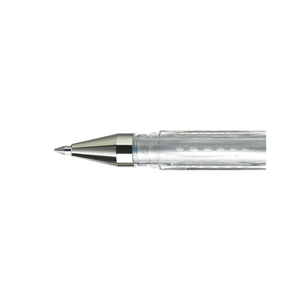 photo-Stylo encre gel argent pointe moyenne 0,8mm UniBall Signo