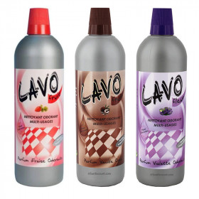 photo-3 bidons de nettoyant Odorant Multi-Usages Fraise - Vanille coco - Violette 1L - Lavo Fruit