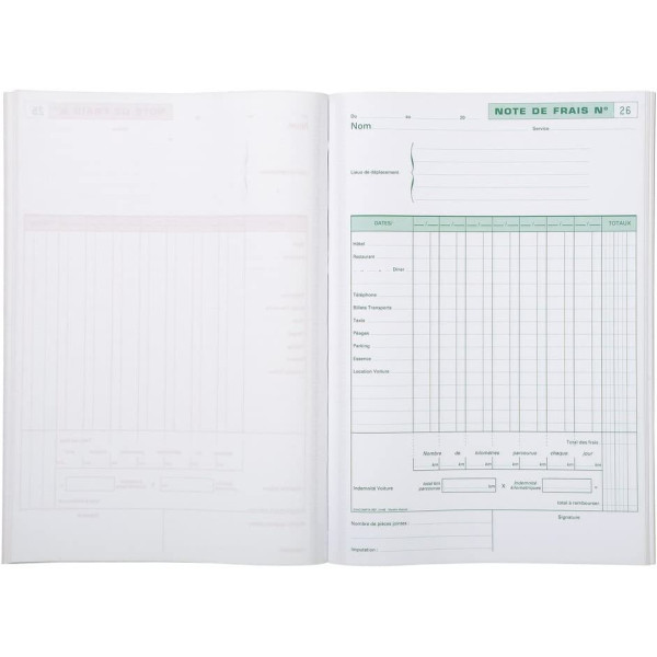 Cahier de notes de frais - A4 29,7x21 cm - 50 feuilles - Dupli - Exacompta 3144E