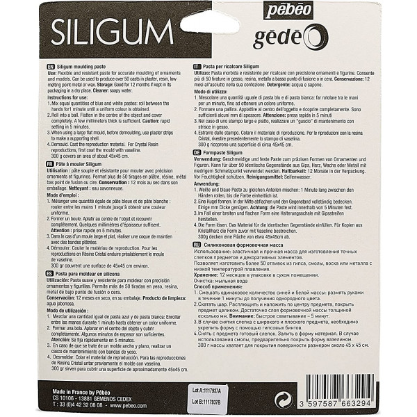 Pâte à mouler - Silicone - Siligum - Gédéo - Pébéo - 300G