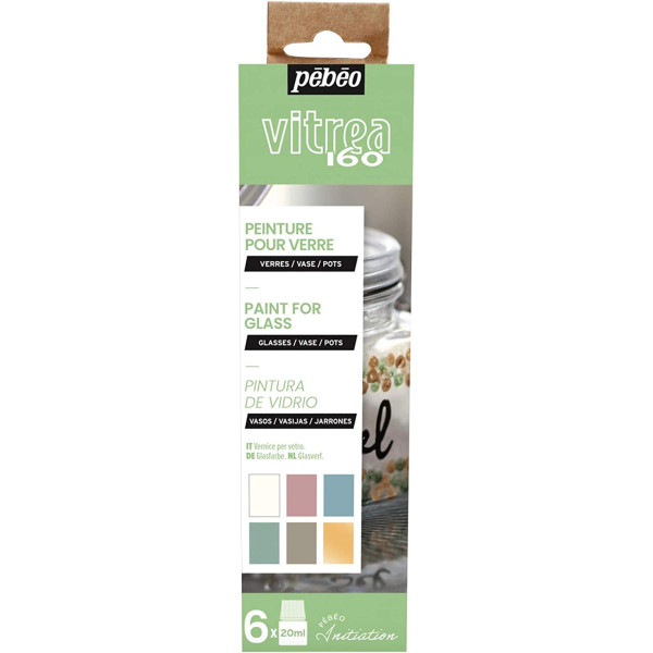 photo-Kit - peinture pour verre - Pébéo - Vitrea 160 - 6x20ml - Couleurs pastels
