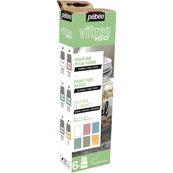 Kit - peinture pour verre - Pébéo - Vitrea 160 - 6x20ml - Couleurs pastels