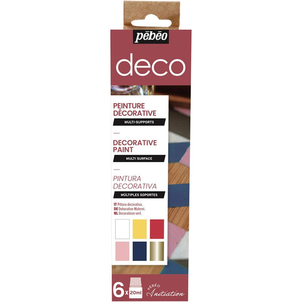 Kit - peinture décorative tous supports - Pébéo - Déco - 6x20ml - Assortiment