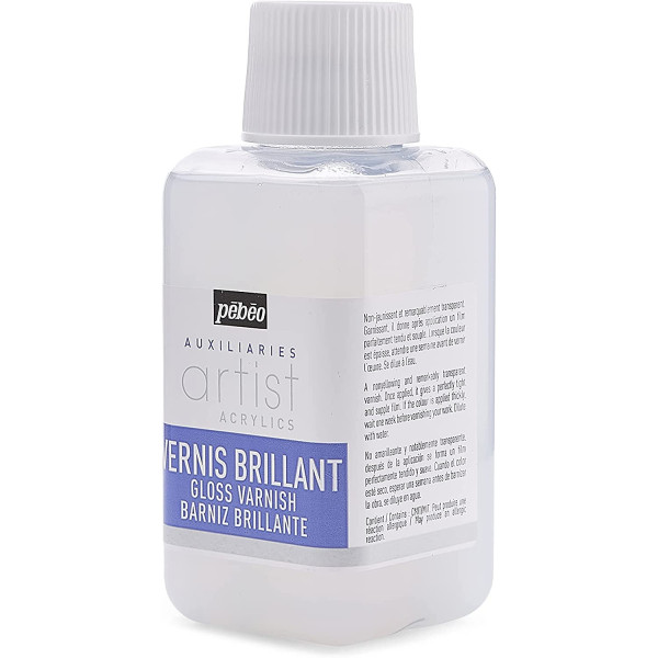 Vernis brillant - Médium pour peinture acrylique - Pébéo - Flacon de 250ml