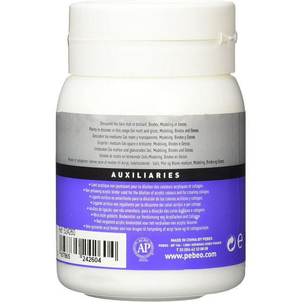 Liant brillant - Médium pour peinture acrylique - Bindex - Pébéo - 500ml