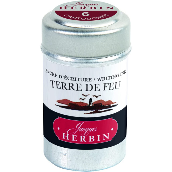 photo-6 cartouches d'encre - Terre de feu - Pour stylos plume et roller - Herbin