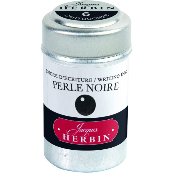 photo-6 cartouches d'encre - Perle noire - Pour stylos plume et roller - Herbin