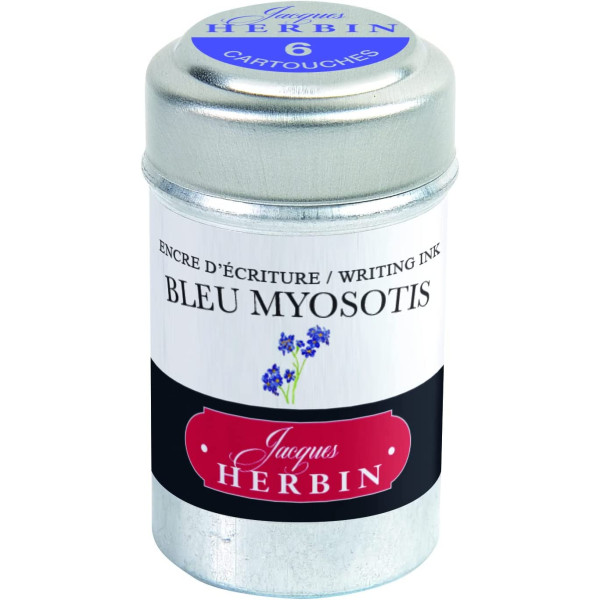 photo-6 cartouches d'encre - Bleu Myositis - Pour stylos plume et roller - Herbin