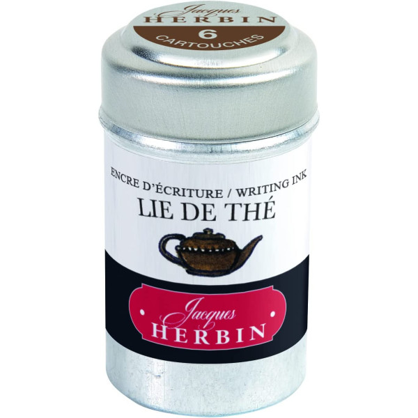 photo-6 cartouches d'encre - Lie de thé - Pour stylos plume et roller - Herbin