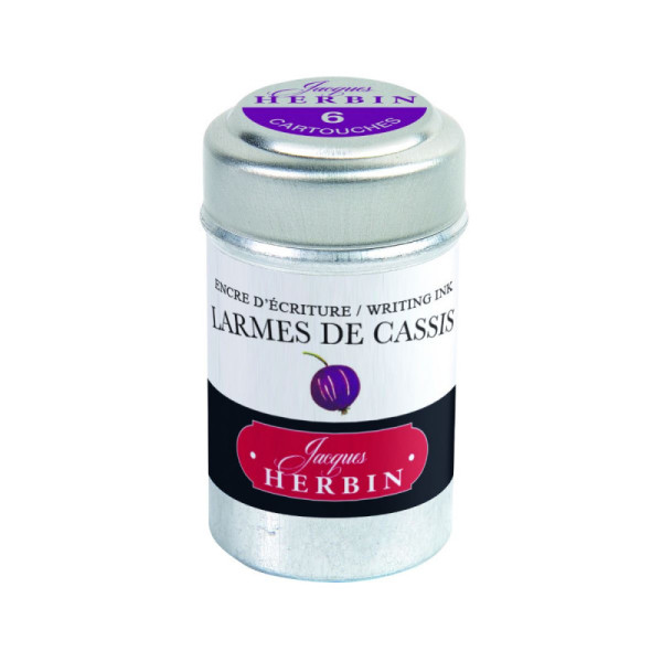 photo-6 cartouches d'encre - Larmes de cassis - Pour stylos plume et roller - Herbin