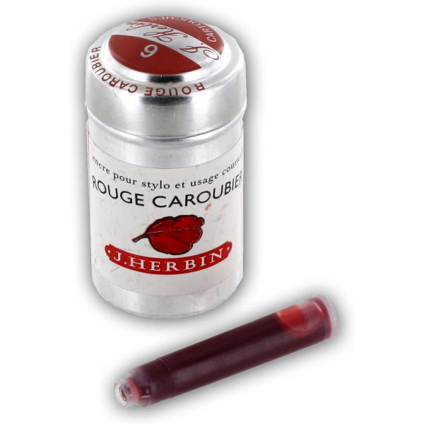 6 cartouches d'encre - Rouge caroubier - Pour stylos plume et roller - Herbin