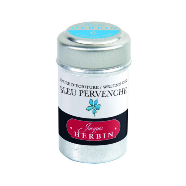 photo-6 cartouches d'encre - Bleu pervenche - Pour stylos plume et roller - Herbin