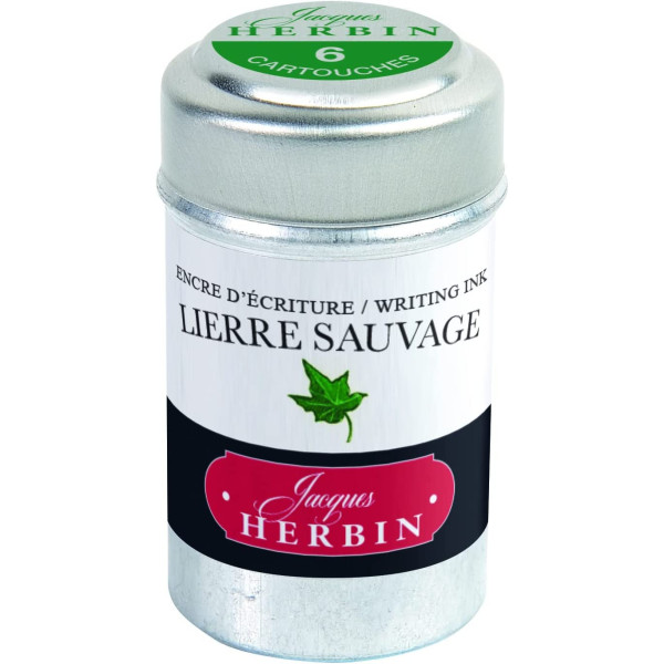 photo-6 cartouches d'encre - Lierre sauvage - Pour stylos plume et roller - Herbin