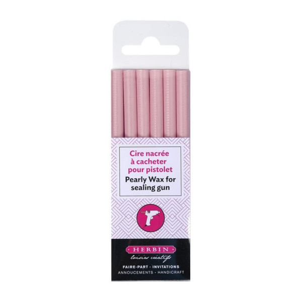 photo-6 bâtons de cire à cacheter pour pistolet à cire - Rose pâle - Herbin