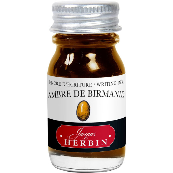 photo-Encre pour stylos plume - Calligraphie - Ambre de Birmanie - Herbin - Flacon 10ml
