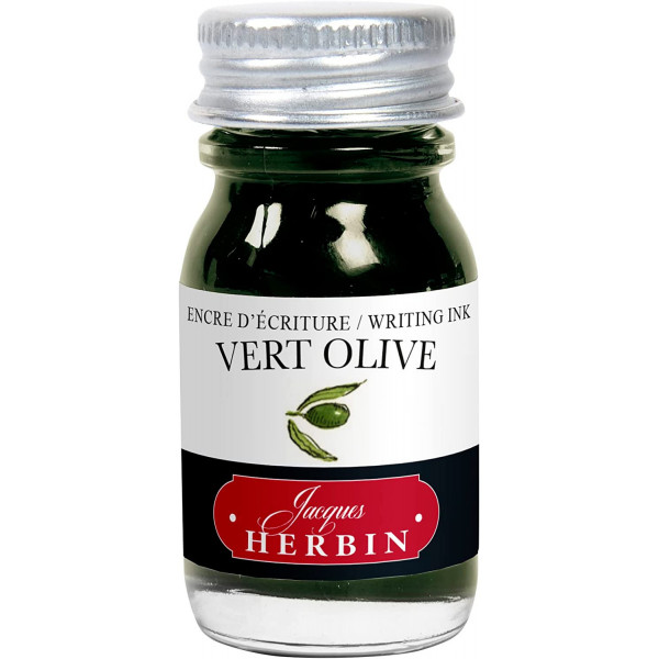 photo-Encre pour stylos plume - Calligraphie - Vert olive - Herbin - Flacon 10ml