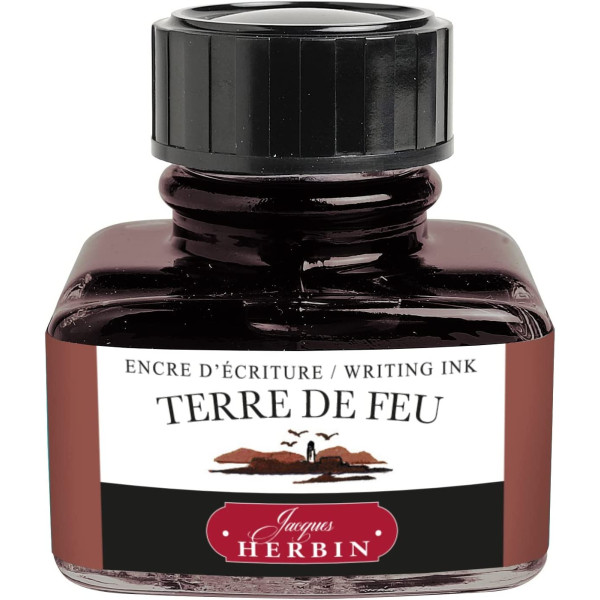 photo-Flacon d'encre pour stylo plume - Marron terre de feu - Herbin - 30ml