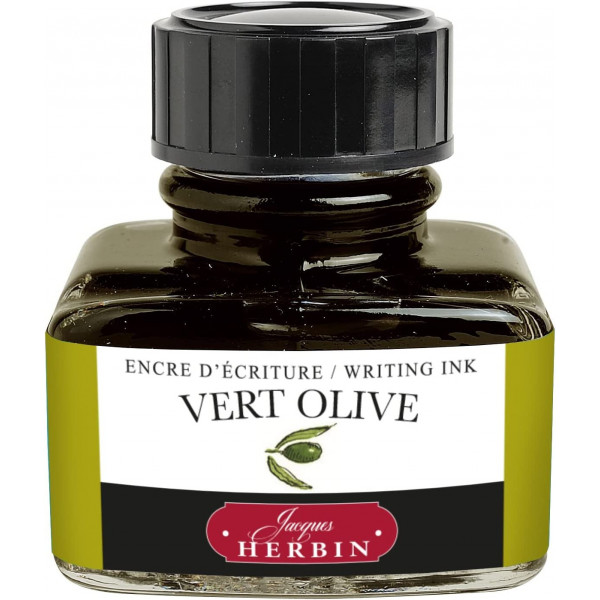 photo-Flacon d'encre pour stylo plume - Vert olive - Herbin - 30ml