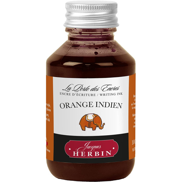 photo-Encre pour stylos plume - Calligraphie - Orange indien - Herbin - Flacon 100ml