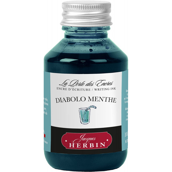 photo-Encre pour stylos plume - Calligraphie - Diabolo menthe - Herbin - Flacon 100ml