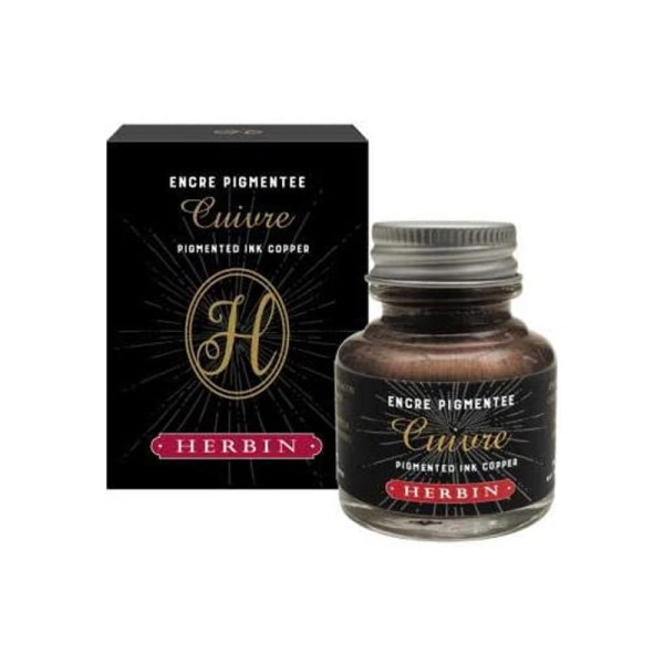 photo-Encre pigmentée pour calame pinceau plume - Cuivre - Herbin - Flacon 30ml