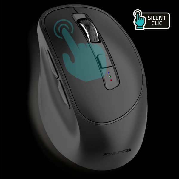 Souris d'ordinateur - Sans fil - Ergonomique - Silencieuse - 6 boutons - Advance ERGOFIT