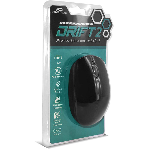 Souris d'ordinateur - Sans fil - Noir - Droitier - Gaucher - Advance Drift2