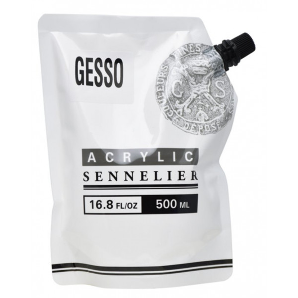 photo-Gesso - Blanc - Apprêt pour peinture acrylique - Sennelier - Sachet de 500ml